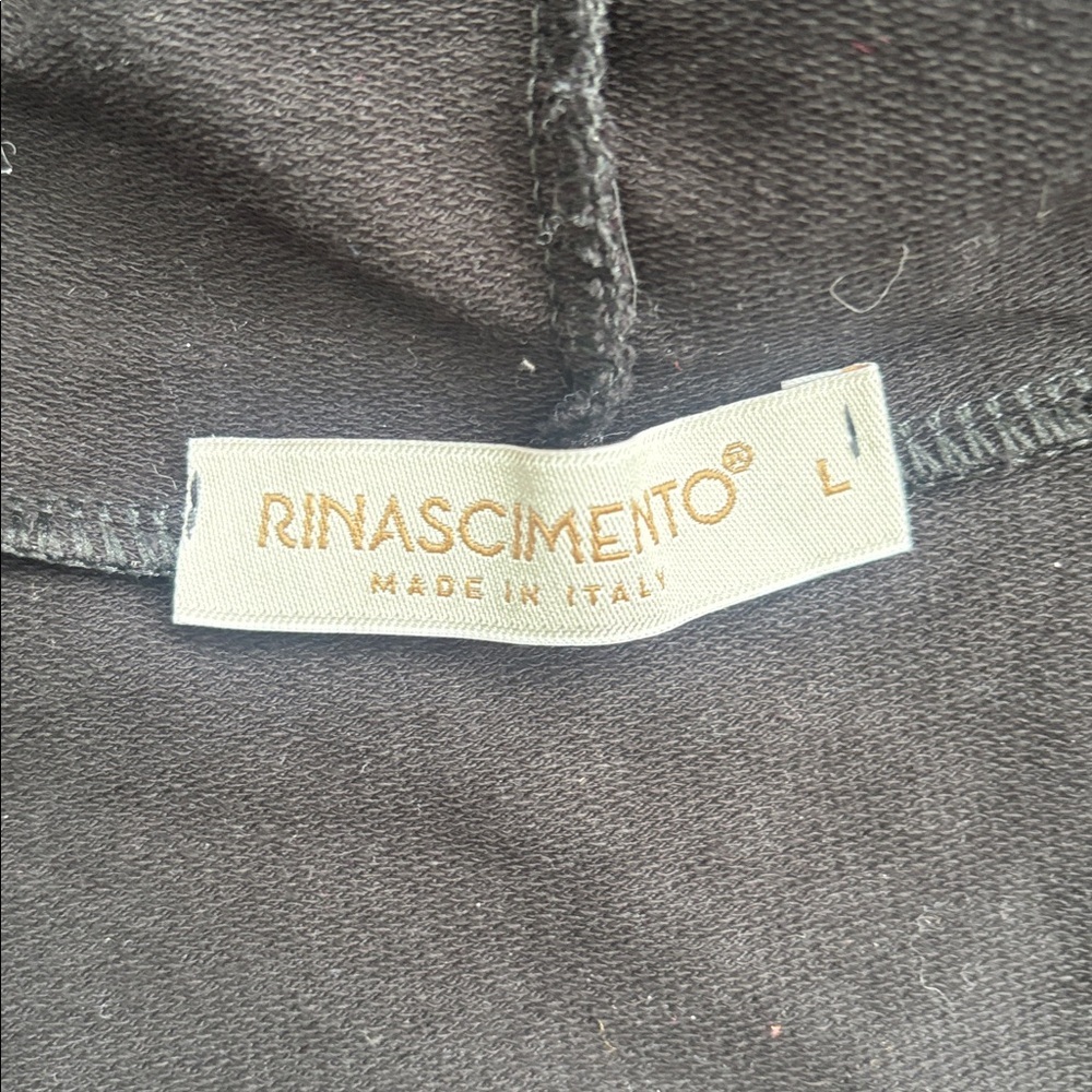Rinascimento | Black Zip Up Hoodie With Silver Sparkle Accent Size Large - Picture 8 of 9